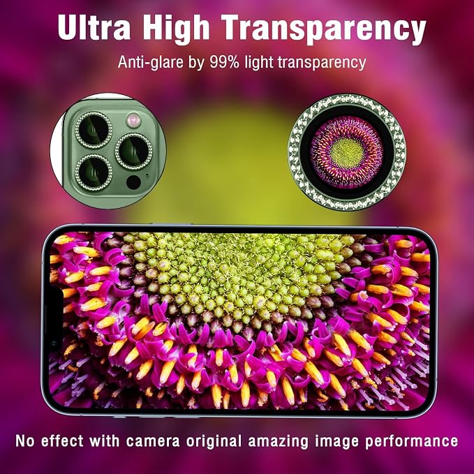iPhone 13 Pro/13 Pro Max Camera Lens Protector Diamond, Alpine Green | Individual Metal, 9H Hardness, Scratch Resistant, Shockproof, Drop Protection, Case Friendly, Stylish Accessories - Image 6