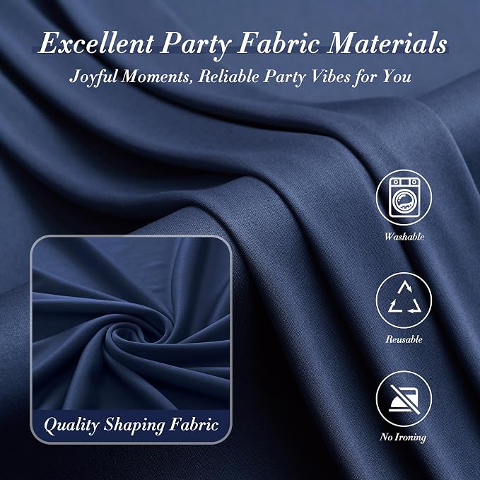 50 ft x 10 ft Wrinkle Free Navy Blue Backdrop Curtain for Parties,Polyester Photo Backdrop Drapes, Thick Background 10 Panels 5ft x 10ft for Baby Shower Wedding Birthday Party Backdrop Stand - Image 4