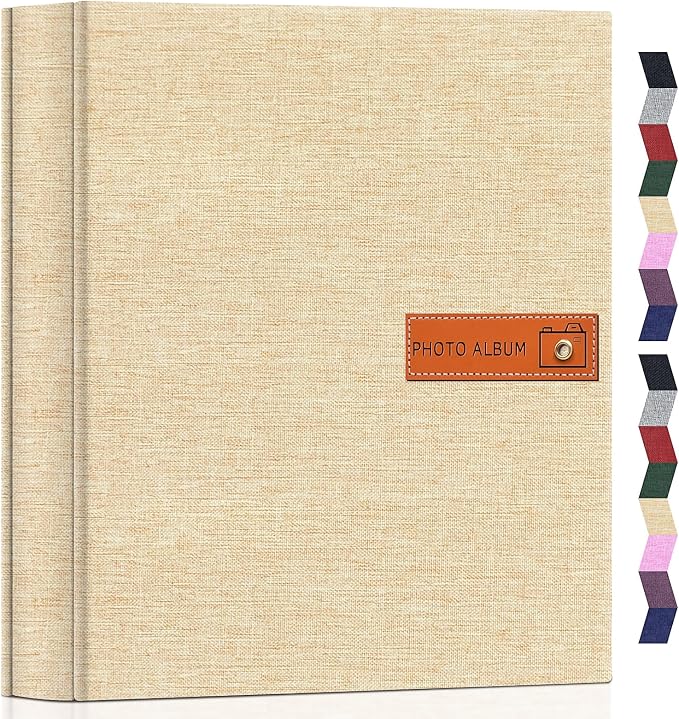 Popotop 4x6 Photo Album 1000 Pictures, Linen Hardcover, Reinforced Spine | Extra-Large 1000-Photo Capacity, Acid-Free PP Slip-In Pockets, 5 Photos per Page, Black Inner Pages, No Memo Space by Popotop