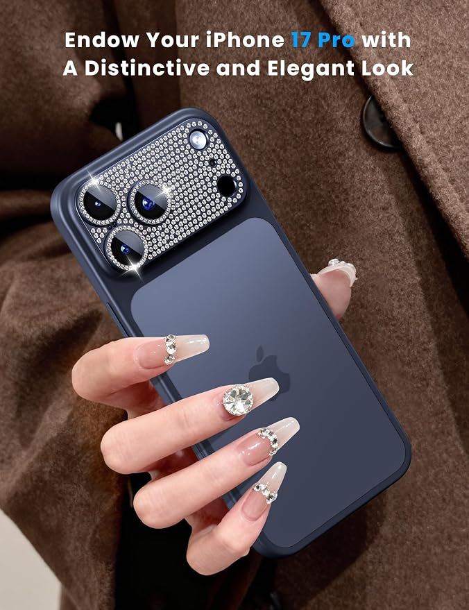 Hoerrye for iPhone 17 Pro Camera Lens Protector - Bling Diamond | Military Grade Protection, Keep Lens Original Design, 9H Tempered Glass Camera Cover Screen Protector - Image 3