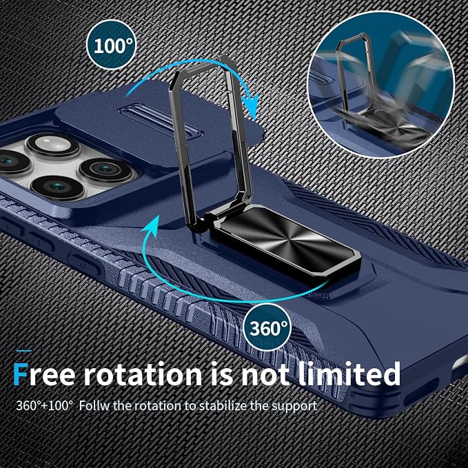 for Moto Edge 2025 Case,with Sliding Camera Lens Cover,HD Screen Protector,360° Rotating Kickstand,AYMECL Military-Grade Shockproof Protective Cover for Motorola Moto Edge 2025,Blue - Image 6