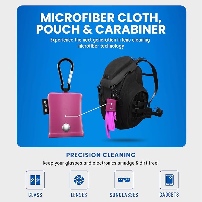 Microfiber Cloth & Glasses Wipes (1 Pack) Lens & Glasses Cleaning Cloth - Eyeglass Cleaner - Camera Lenses & Gadget Delicate Screens - Pink - Image 3