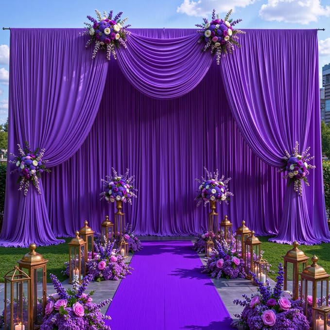 10x12 Purple Backdrop Curtains for Wedding Party Wrinkle Free Backdrops Curtain Drapes Fabric Decorations Photo Back Drop Cloth for Baby Shower Photography Stage Reception 5ft x 12ft,2 Panels - Image 4