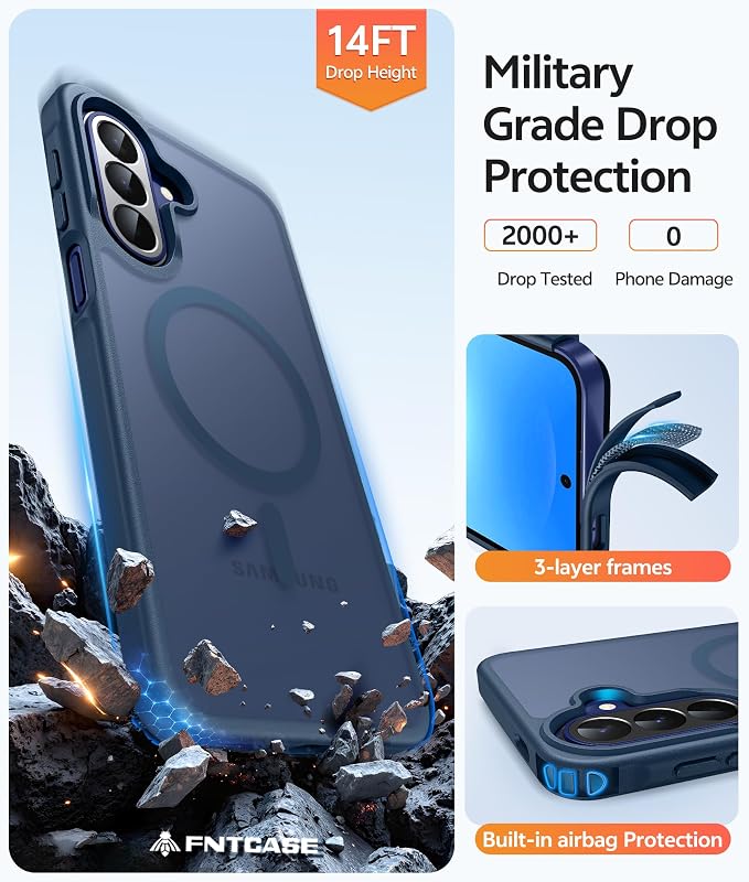 FNTCASE for Galaxy A27 5G Phone Case, Fit for Magsafe, Screen Protector | Translucent Matte, 14FT Military Grade Drop Protection, Slim Shockproof Protective, for Samsung A 27 4G Cover, Blue - Image 6