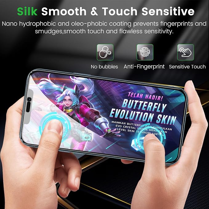 Romkasi 3 Pack Privacy Screen Protector for iPhone 12 Pro Max 6.7 Inch with 3 Pack Camera Lens Protector, Anti Spy Tempered Glass Film, Anti-Scratch, Touch Sensitive, Case Friendly - Image 8