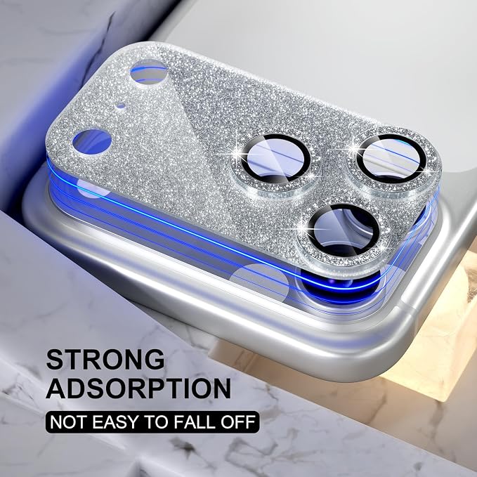Choiche for iPhone 17 Pro Max Camera Lens Protector, Glitter-Silver | Bling Metal Camera Cover with 9H Tempered Glass Lens Screen Protector Accessories, Strong Adsorption, Case-Friendly, 6.9-inch - Image 5