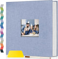 Popotop Photo Album Self Adhesive with Picture Display Window,40 Pages DIY Scrapbooking Supplies Kit for 4x6 10x12 Picture,Linen Cover Memory Book for Baby Wedding, with Scraper and Metallic Pen by Popotop