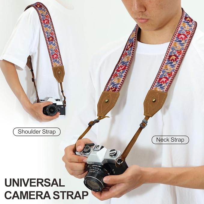 Padwa Lifestyle 2" Wide Classic Crazy Horse Art Cowhide Head Cotton Camera Straps for Photographers - Image 4