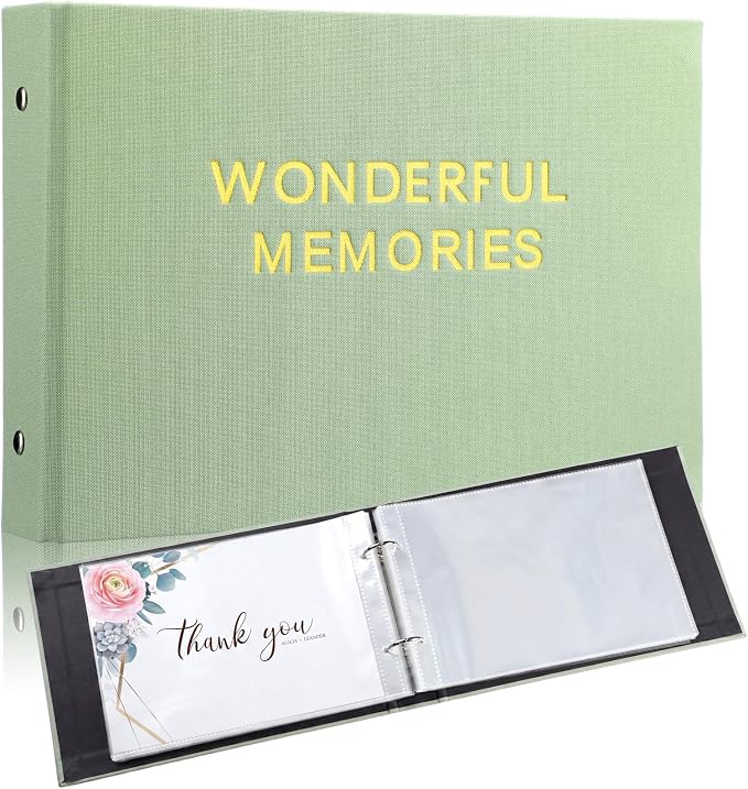 Spiareal Wonderful Memories Greeting Card Holder Organizer Set 6 x 8 Inches 100 Pages Fabric Binder Greeting Card Holder Stamping Album Display Organization Storage for Cards Keepsakes Memory Photo by Spiareal