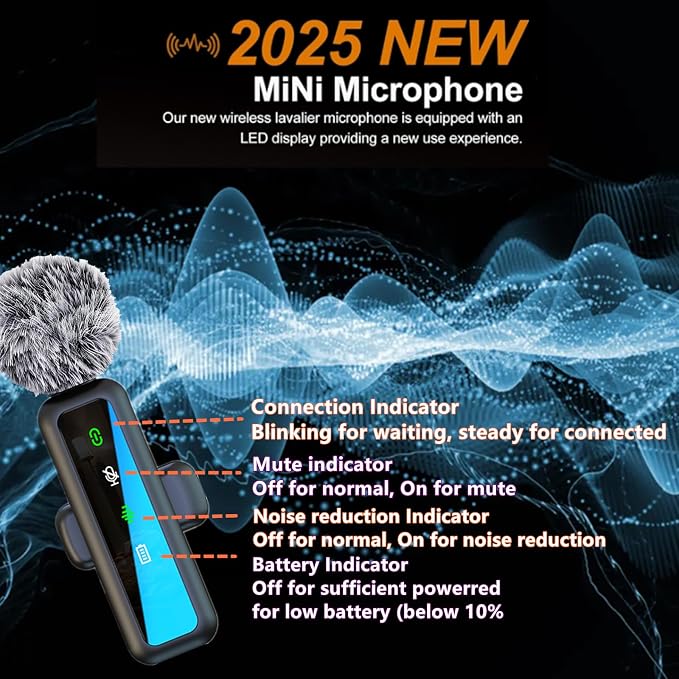 Wireless Lavalier Microphone for iPhone - iPad, Android Phone Computer, Mini Microphone for Live Streaming, Video Recording, Outdoor or Indoor Interviews, YouTube, TikTok, Vlog (Black) - Image 3