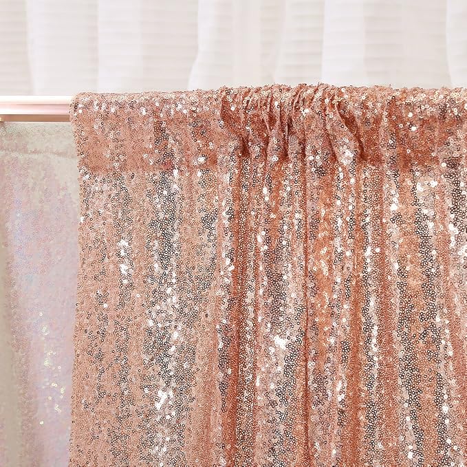 Poise3EHome 6FT x 8FT Sequin Photography Backdrop Curtain for Party Decoration, Rose Gold - Image 5