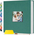 Popotop Photo Album Self Adhesive with Picture Display Window,60 Pages DIY Scrapbooking Supplies Kit for 4x6 10x12 Picture,Linen Cover Memory Book for Baby Wedding, with Scraper and Metallic Pen by Popotop