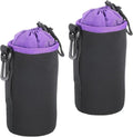 PATIKIL Camera Lens Bag, 2 Pcs 3.7" ID x 7.1" H Cylindrical Drawstring Lens Pouch with Thick Protective Neoprene, Lens Case for DSLR Camera Lens, Water Coffee Cups Black, Purple by PATIKIL