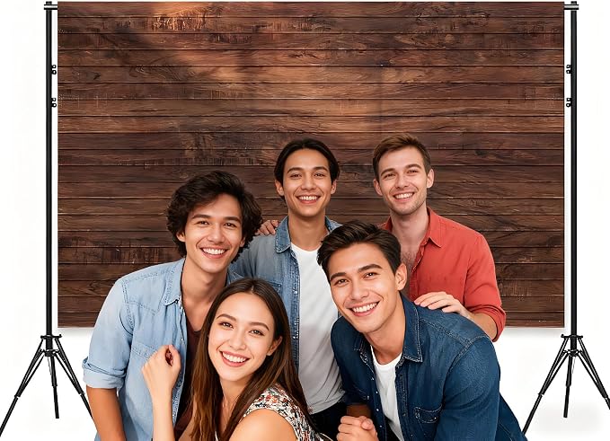 7x5 Ft Brown Wall Party Backdrop，Polyester Fabric Brown Wall Sign Photo Backdrops Background for Halloween Party Wedding Graduation Home Decoration Photo Booth Prop Banner - Image 2