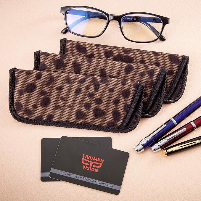 TRIUMPH VISION 3 Pack Reading Glasses Pouch Soft Case Eyeglass Sleeve Slim | Alternative to Bulky Case in bag, Lightweight Lined Padded Protect Optical lens Slip in, Cute Pattern Portable for Daily Use - Image 7