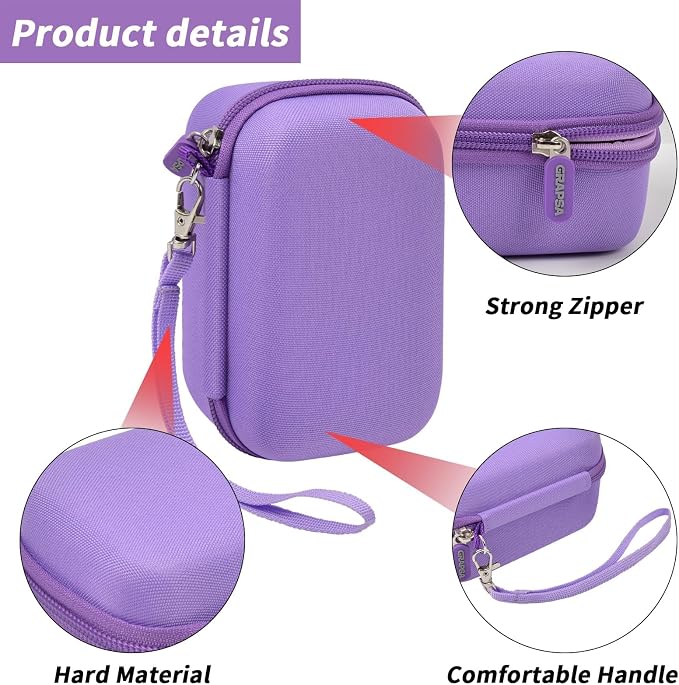 Digital Camera Case for Travelers & Vloggers, Case Only, Purple | Fits Cameras up to 5.1 x 2.9 x 1.8", Hard Shell Protection, Mesh Pocket for SD Cards Battery Cable, Compact Size for Backpack - Image 3