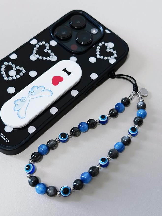 Drawwind Phone Charm Strap Cute Wrist Straps Cell Phone Charm String Y2K Aesthetic Lanyard Wristlet Chain for Case Camera AirPods Bags Keychains (Evil Eye) - Image 2