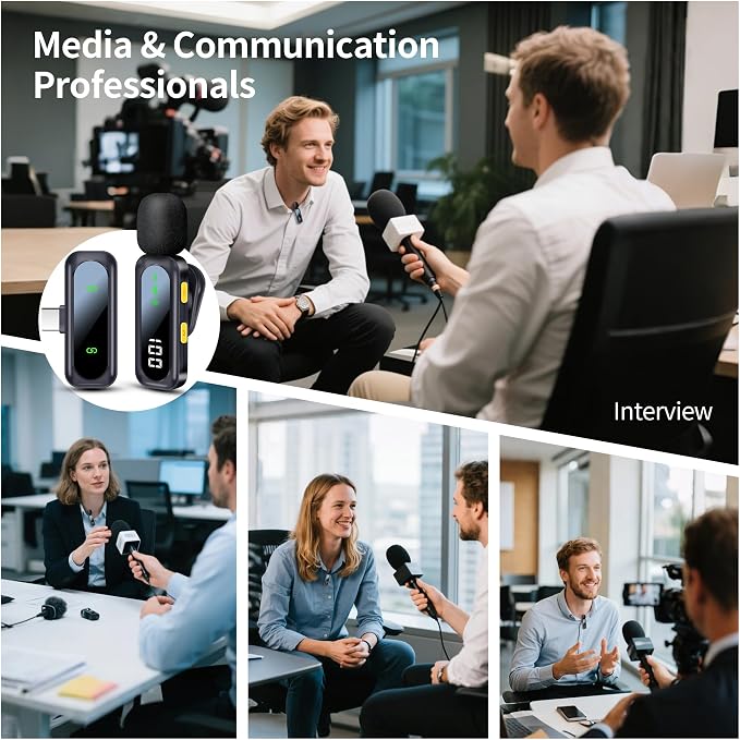 Wireless Lavalier Microphone with Magnetic Clip & LED Display, Mini Lapel Mic，Wireless Microphone for iPhone,Android, iPad, for Video Recording, Streaming, Interview, Vlog,Tiktok,YouTube - Image 7