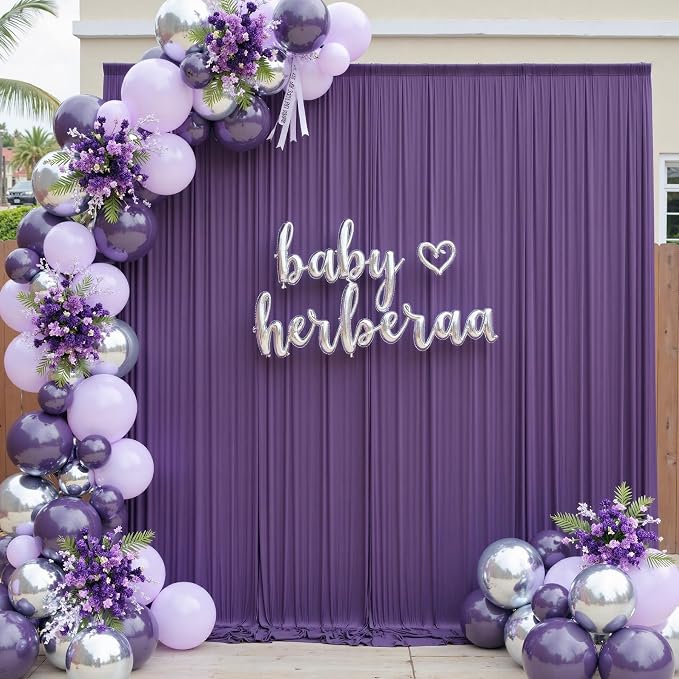 8 Panels Purple Backdrop Curtains for Parties, Wrinkle Free Purple Photo Backdrop Drapes Silky Polyester Back Drop Cloth for Wedding Birthday Photography Background Decor, 40ftx10ft - Image 8