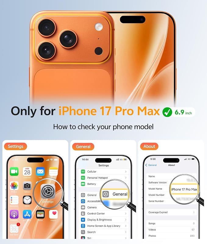 FNTCASE for iPhone 17 Pro Max Case, Fit for Magsafe, Screen Protector | Full Camera Protection, Translucent Matte, 14FT Military Grade Drop Proof, Shockproof Protective Phone Cover, Orange - Image 2