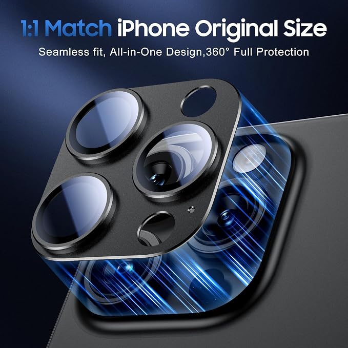 UniqueMe for iPhone 15 Pro/15 Pro Max Camera Lens Protector-All-Black | 3 Pack-Drop Protection, Case Friendly, Camera Cover Screen, Update New Version - Image 5