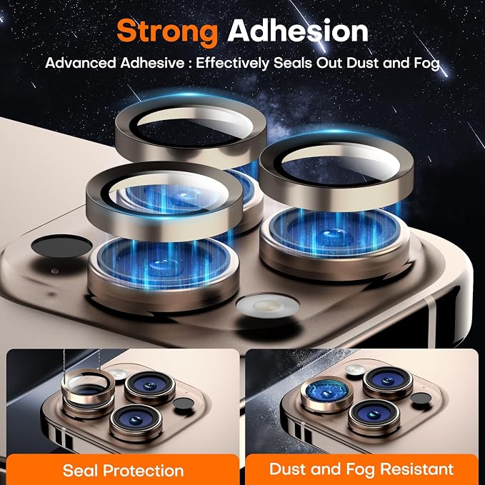 Camera Lens Protector for iPhone 16 Pro Max/16 Pro- Desert Titanium | 9H Tempered Glass, Metal Individual Camera Cover, Accessories, Anti-drop, Case Friendly, HD Clear, Anti-Scratch - Image 3