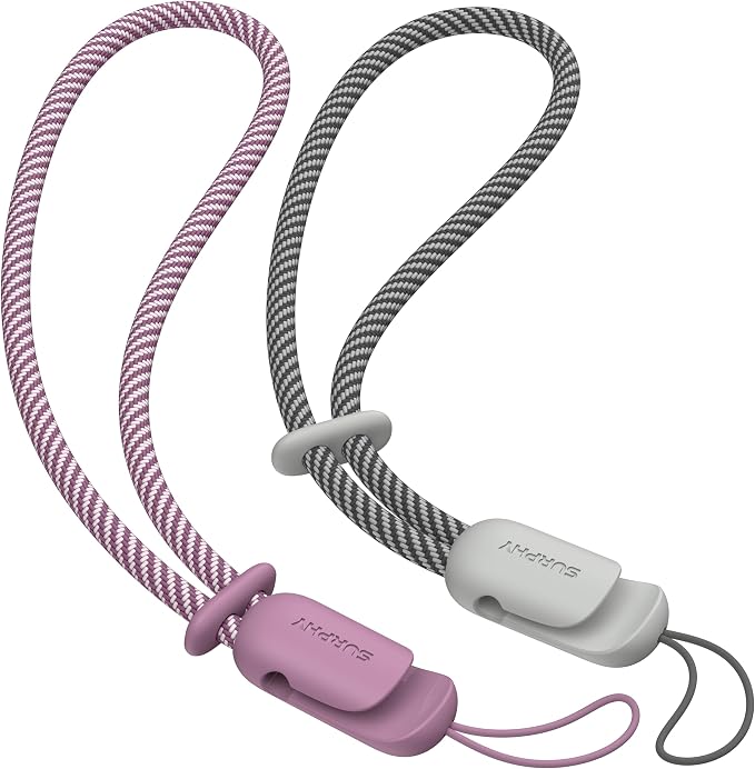SURPHY 2 Pack Phone Lanyard, Phone Wrist Strap for Case, Camera Wrist Strap | Ultra-Light 2-Color Braided Phone Strap, Cellphone Charm Strap, Anti-Lost Wrist Lanyard for Women and Men, Lilac Purple Gray by SURPHY