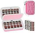 Game Card Case for Nintendo Switch, 72 Games and 144 MicroSD Cards, Pink | Four removable panels and finger grooves make a large collection faster for kids and adults to browse by GWCASE