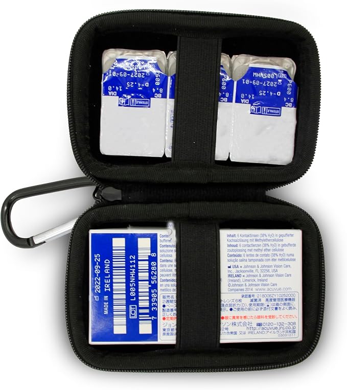 CASEMATIX Travel Case for Contact Lenses Fits 12 Daily Disposable Contacts in a Compact Dual-sided Storage Case with Clip On Carabiner - Includes Daily Contact Lens Case Only - Image 4