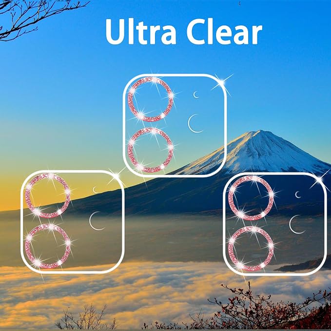 Dengduoduo 3 Pack Tempered Glass Camera Lens Protector for iPhone 12 6.1" Bling Glitter Sparkle, Ultra HD, 9H Hardness, Anti-Scratch, Case Friendly, Easy to Install [No Affect on Night Shots] - Image 3