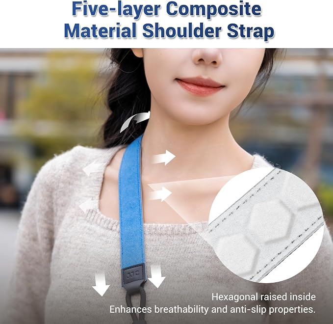 Blue Minimalist Denim lifestyle Camera Shoulder Neck Strap with Quick Release for Most Mirrorless Cameras Canon EOS R50 R10 Fuji X-T30 III XT-50 Nikon Z5 Z50 II Z fc Zf, Adjustable Comfortable Strap - Image 6