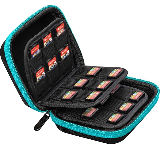 ButterFox 45+12 Switch Game Case for Nintendo Switch (45 physical+12Micro SD digial slots), Switch Game Card Storage Holder or SD Memory Card Case (45 Blue/Black) by ButterFox