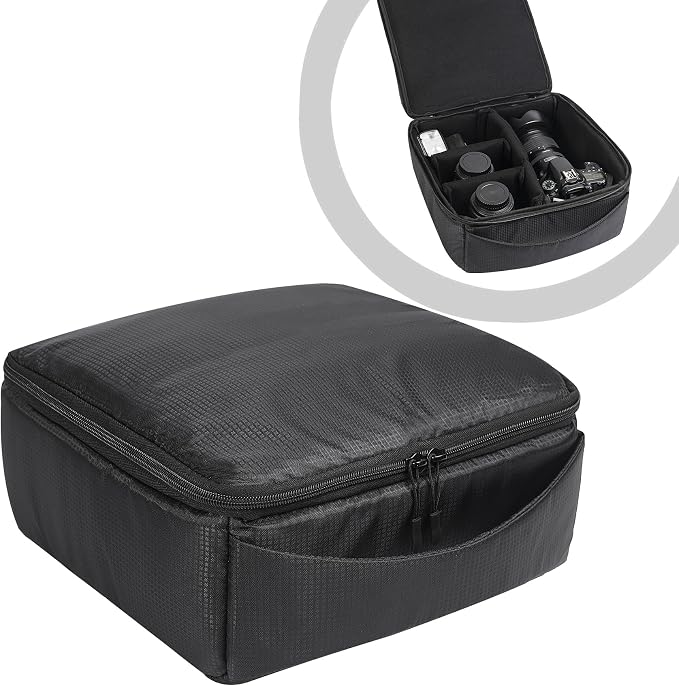 Water Resistant Camera Insert Bag DSLR SLR Camera Case Upgraded Version and Lens Storage Carrying Case (Black) by AYVANBER