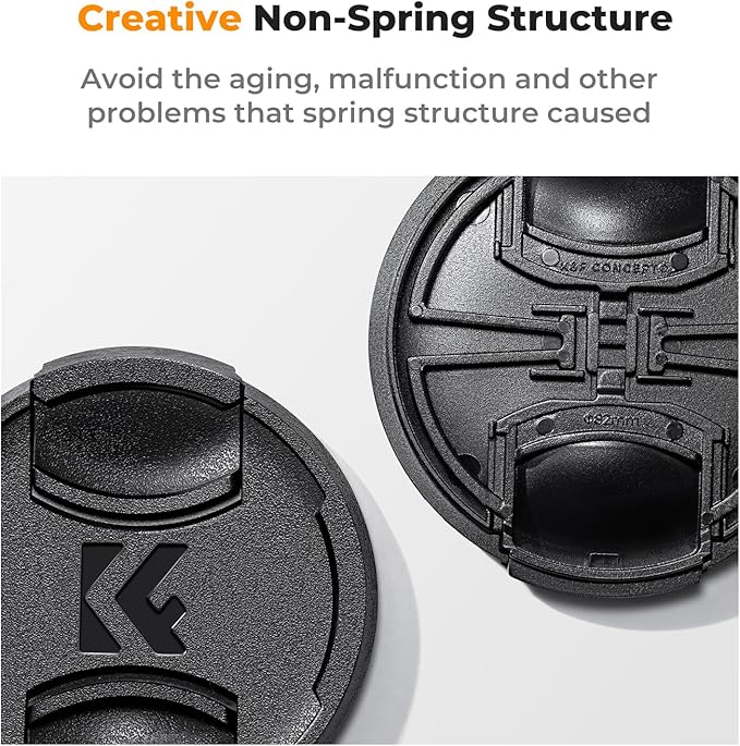 K&F CONCEPT 58mm Lens Cap, 9-in-1 Center Pinch Lens Cover + Anti-Loss | Keeper Leash + Microfiber Cleaning Cloth Kits Compatible with Nikon, Canon, Sony, Fujifilm Camera Lenses - Image 3