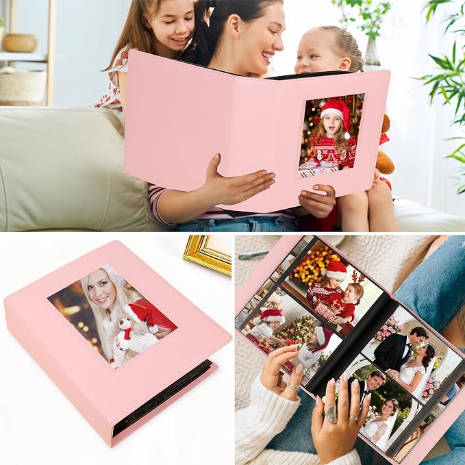 Photo Album 5x7 Holds 272 Pictures Leather Cover 5 x 7 Album Extra Large Capacity Picture Book Acid Free Inner Pages Book for Wedding Family Boys Girls Art Work Photos (Pink） - Image 8