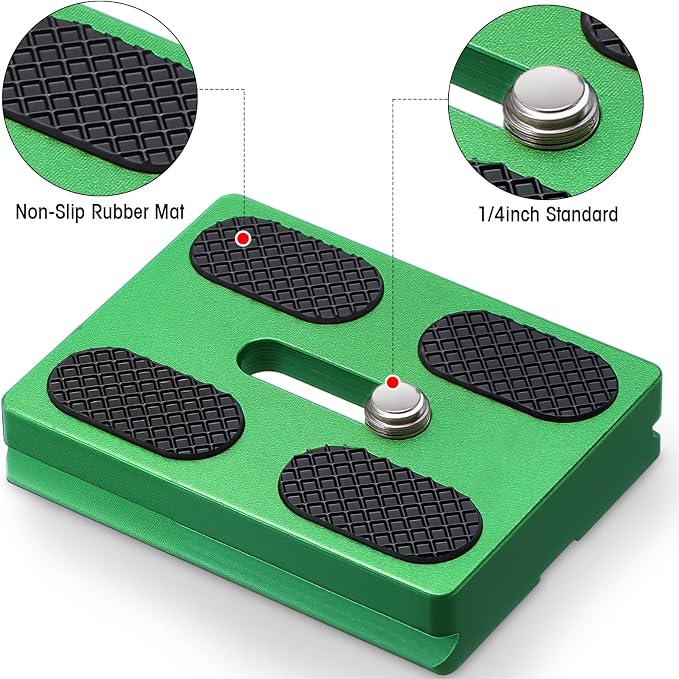 Frienda Quick Release Plate Tripod 1/4-20 DSLR,Pu50,Green | Tripod Mount Plate, Camera Tripod Mount for DSLR Camera Tripod Ball Head , Metal, 1.9 x 1.5 x 0.4 Inch - Image 4