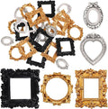 Vicenpal 25 Pcs Black, Gold, Silver Mini Vintage Picture Frames Bulk | Small Vintage Photo Frames, Antique, Resin, Baroque, Ornate, Cute Wallet Size, for DIY Jewelry Gifts Christmas Wedding Decor by Vicenpal