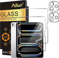 Ailun Screen Protector+Camera Lens Protector for iPad Pro 11 inch 2025/2024 | 2+2 Pack, 6th/5th Generation, M5/M4, Tempered Glass 0.33mm, Face ID & Apple Pencil & Case Compatible by Ailun