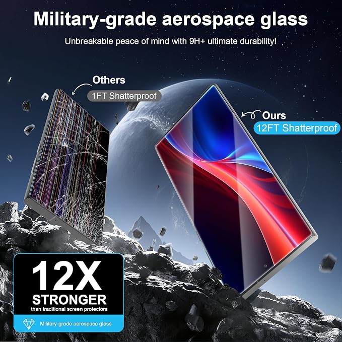 3+2 Pack S22 Ultra Screen Protector for Samsung Galaxy S22 Ultra | 9H Tempered Glass, Ultrasonic Fingerprint Compatible, 3D Curved, Case Friendly, HD Clear, 2 Camera Lens Protectors - Image 4