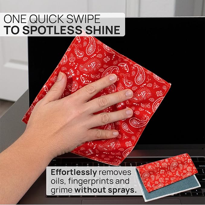 Microfiber Wholesale Quick Cloth Glasses Cleaning Cloth 8x8 Paisley Red | 1-Pack with Case | Double-Sided Lens Cleaner for Eyeglasses, Camera & Screens | Reusable Microfiber Glass Polishing Cloths - Image 2