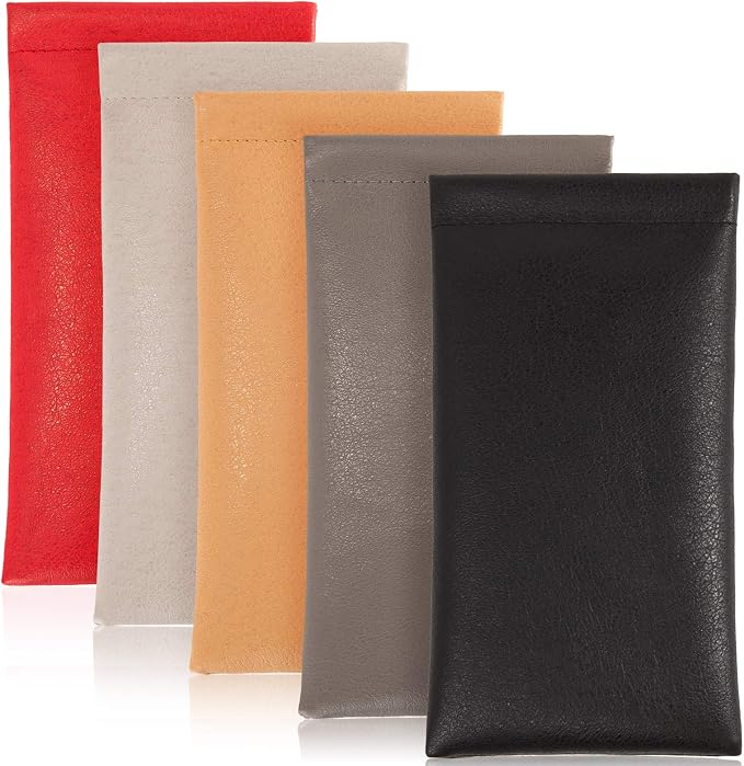 TRIUMPH VISION Eyeglass Case Glasses Case Soft Sunglass Pouch Sleeve 3 Pack | Slim Lightweight Alternative to Bulky Case, Leather Lined Protect Lens, Squeeze Easy to Use, Stylish Portable for Daily Use by TRIUMPHVISION
