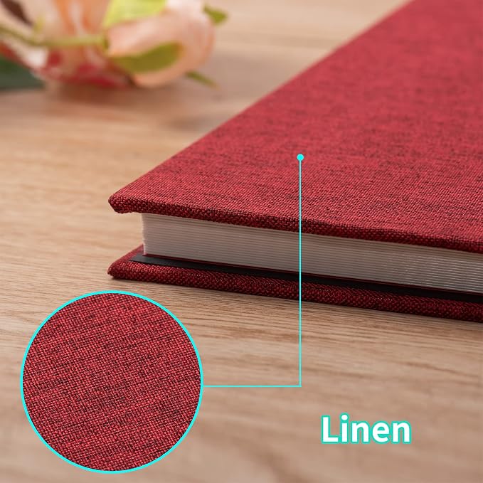 Red Photo Album Self Adhesive Scrapbook Album for 4×6 Photos/Pictures DIY Linen Cover Album 15 Sheets/30 Blank Pages for Family Wedding, Birthday, Christmas, Anniversary - Image 4
