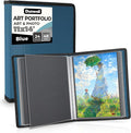 Dunwell 11x14 Art Portfolio Binder, 24-Sleeve, Mounting Paper, Blue | 24 Clear Sleeves, Displays 48 Pages, Mounting Paper Included, Artwork Storage, Acid-Free Poly Protection by Dunwell