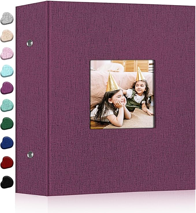 Ejblfe Photo Album 4x6,Linen Cover Slide-in Photo Album Book Can Holds 1000 4x6 Photos with 100 Black Sheets for Family,Wedding,Baby and Holiday Pictures (Dark purple) by EJBLFEPremiumPhotoAlbums