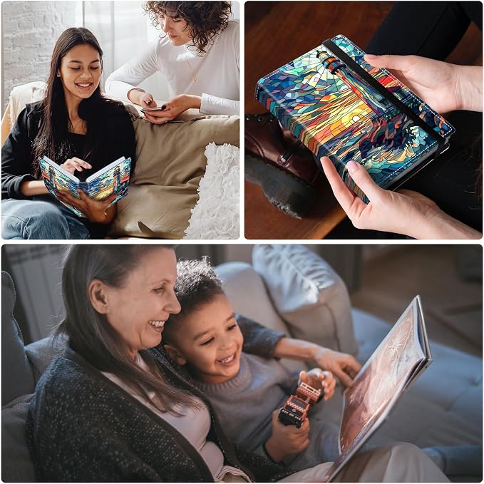 Small Photo Album 4x6 60 Pockets 120 Photos - Adventure Book Baby Photo Albums Photo Books for 4X6 Pictures Memory Book with Black Elastic Band for Photo Storage, A Colorful Majestic Lighthouse - Image 3