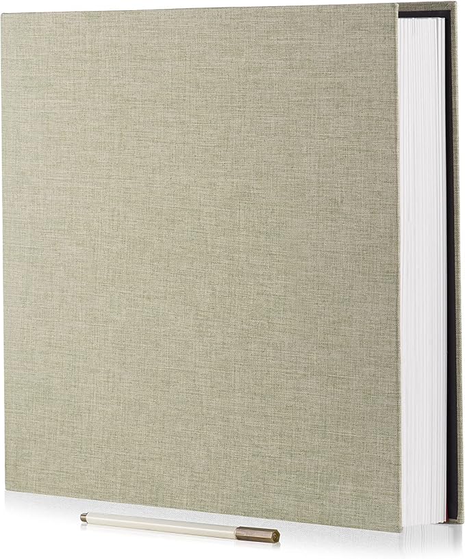 Photo Album Self Adhesive 3x5 4x6 5x7 6x8 8x10 8.5x11 11x10.6 Magnetic Scrapbook Album DIY Length 11x10.6 Inch 40 Pages Linen Cover DIY Photo Album with A Metallic Pen and DIY Accessories(Grass Green) by HoneyTolly