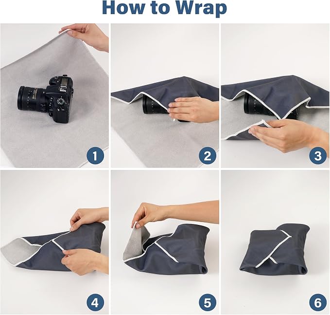 Walking Way Protective Wrap, Self-Adhesive Magic Cloth Camera Wrap, Storage Cloth, Anti-Scratch, Dustproof, Washable Lens Pouch for DSLR, Smartphones, Laptops, Cosmetic (Dark Grey, 21.65 inch) - Image 4