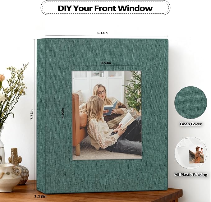 Popotop 2 Pack Photo Album 5x7 Pictures, Small Linen Slip-in Photo Albums Book for 80 Photos with 40 Pockets, Birthday Gifts for Women Mom Family Baby - Image 4