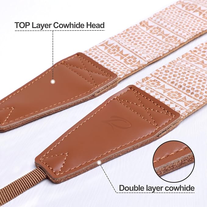 Padwa Lifestyle Cork Camera Strap - 2" Top Layer Cowhide Head Camera Straps for Photographers,Natural Log Crackle Art Print Style,Soft Chamois Velvet Padded Strap Quick Release fits All Cameras - Image 3