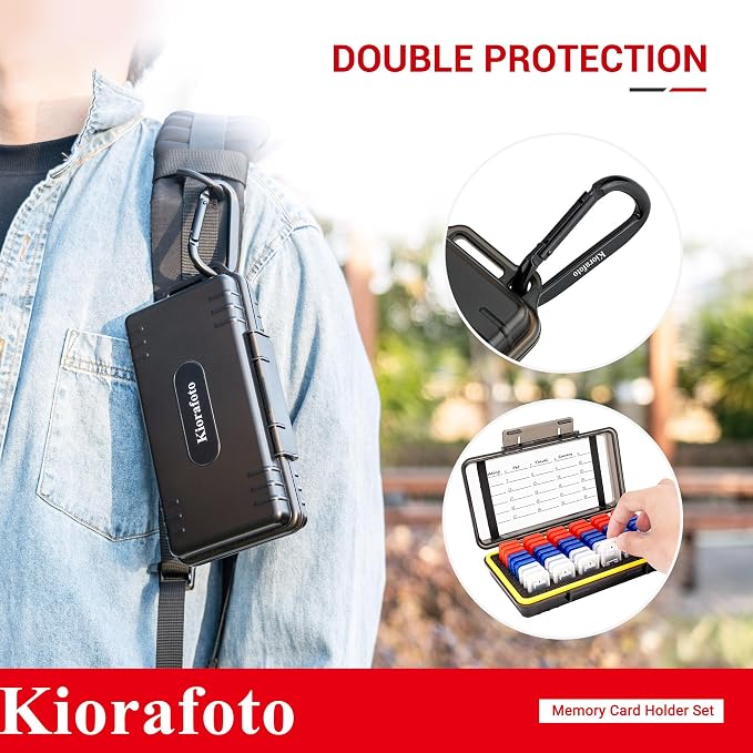 Dual Protect Micro SD Card Case with 54 PCS Clear Memory Card Holders | Water-Resistant Anti-Shock,with Labels & Carabiner,MicroSD MicroSDHC MicroSDXC Card Carrying Case,for 54 TF MSD Cards Storage - Image 7